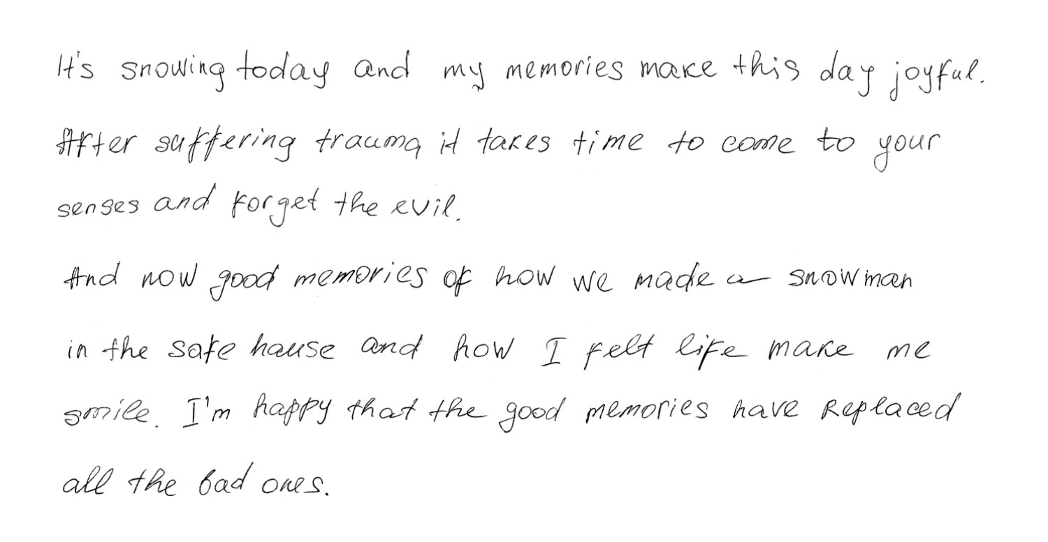 A note from a modern slavery survivor, discussing the positive impact of Unseen's frontline services.